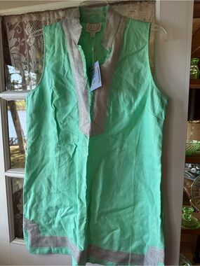 Sail to Sable Mint Green Sleeveless Tunic with Silver Trim